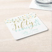 50. Geburtstagsgold und aquamarine Untersetzer kun (angewinkelt)