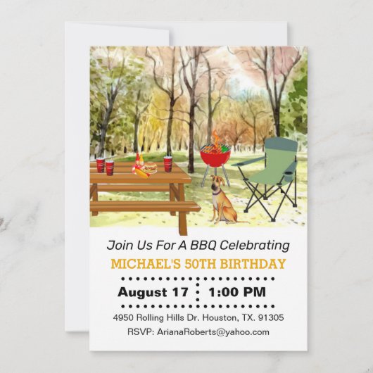 50. Geburtstagsgrill Einladung (Vorderseite)