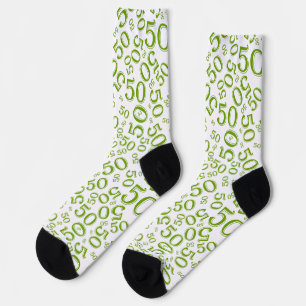 50. Geburtstagsgrün Zufallszahlmuster Socken