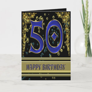 50. Geburtstagskarte mit Gold und Blasen Karte