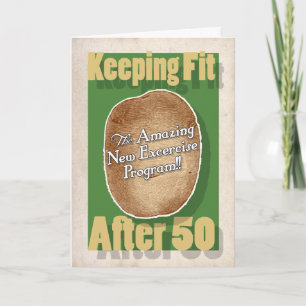 50. Geburtstagskarte: Potato Bag Fitness Program Karte