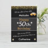 50. Geburtstagskarte Vintag Einladung (Stehend Vorderseite)