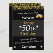 50. Geburtstagskarte Vintag Einladung (Vorne/Hinten)