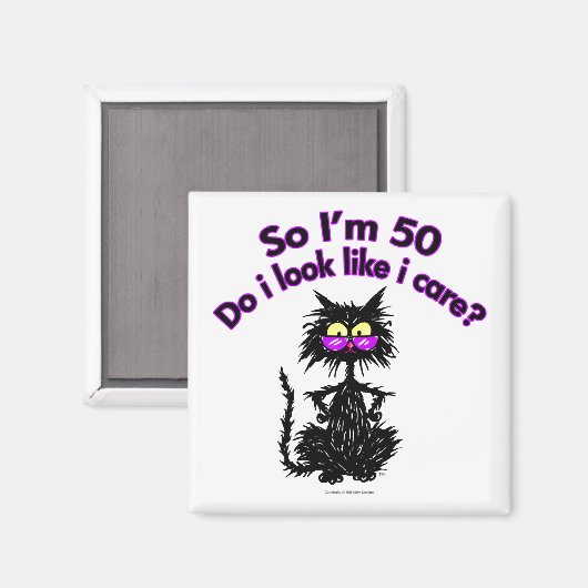 50. Geburtstagskatze Magnet (Vorderseite/Rückseite)