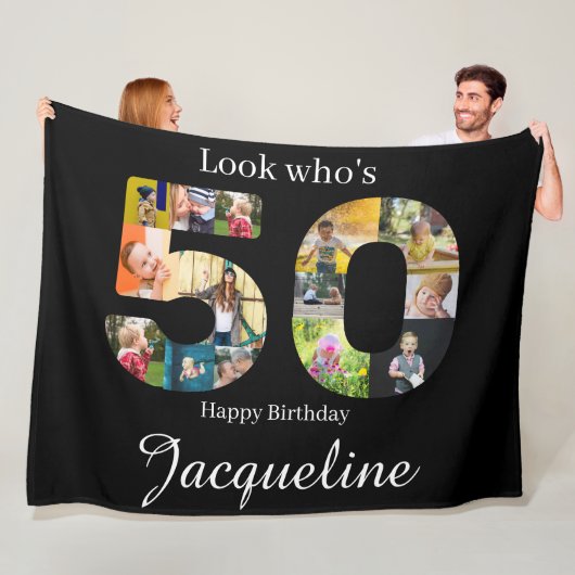 50. Geburtstagskollage Personalisiert Fleecedecke (Beispiel)