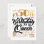 50. Geburtstagskönigin Postkarte (Vorne/Hinten)