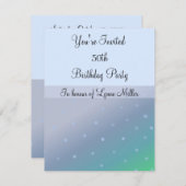 50. Geburtstagskündigung in Blau Einladung (Vorne/Hinten)
