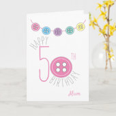 50. Geburtstagsmammkarte mit rosa Taste Karte (Gelbe Blume)