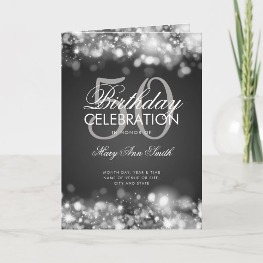 50. Geburtstagsmenü Glam Lights Silver Programm (Vorderseite)