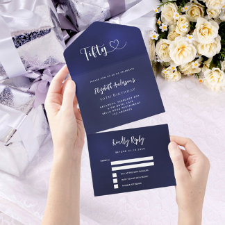 50. Geburtstagsnacht blaue silberne uAwg All In One Einladung