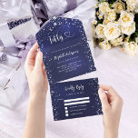 50. Geburtstagsnacht blaue Silberstars uAwg<br><div class="desc">Ein marineblauer blauer Hintergrund mit Sternen. Die blaue Farbe ist ungleichmäßig. Personalisieren und hinzufügen von Namen,  Party,  UAWG,  Rücksendeadresse und Namen. Fünfzig ist mit einem Herz geschrieben.</div>