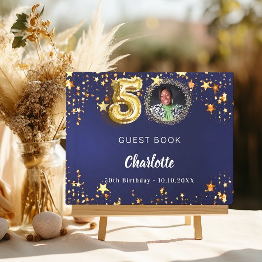 50. Geburtstagsnacht mit Goldstern Foto Gästebuch