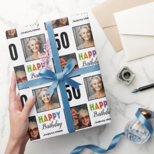 50. Geburtstagsname-Foto Geschenkpapier