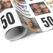 50. Geburtstagsname-Foto Geschenkpapier (Rolleneckpunkt)