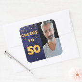 50. Geburtstagsnavy blauen Goldjubeln Quadratischer Aufkleber (Umschlag)