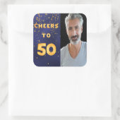 50. Geburtstagsnavy blauen Goldjubeln Quadratischer Aufkleber (Tasche)