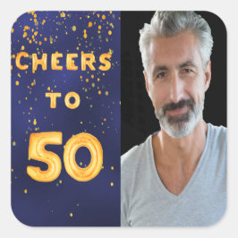 50. Geburtstagsnavy blauen Goldjubeln Quadratischer Aufkleber