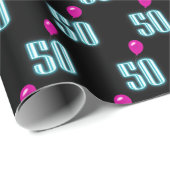 50. Geburtstagsneon mit Ballon Geschenkpapier (Rolleneckpunkt)