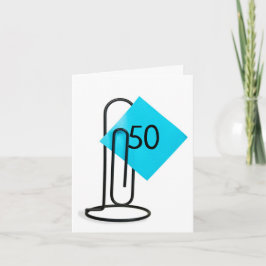 50. Geburtstagsnotiz auf einer Papierklammer Karte