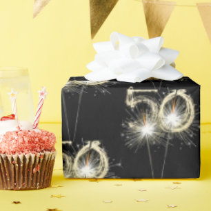 50. Geburtstagsparkler auf schwarz Geschenkpapier
