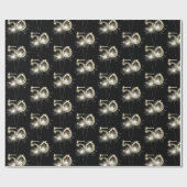 50. Geburtstagsparkler auf schwarz Geschenkpapier (Flach)