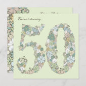 50. Geburtstagspartei Blauer Grüne Blüte Einladung (Vorne/Hinten)