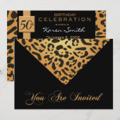 50. Geburtstagspartei Einladung in Leopard (Vorne/Hinten)