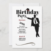 50. Geburtstagspartei Silhouette Mann Hat Einladung (Vorderseite)