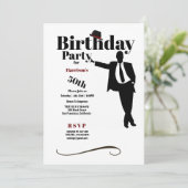 50. Geburtstagspartei Silhouette Mann Hat Einladung (Stehend Vorderseite)