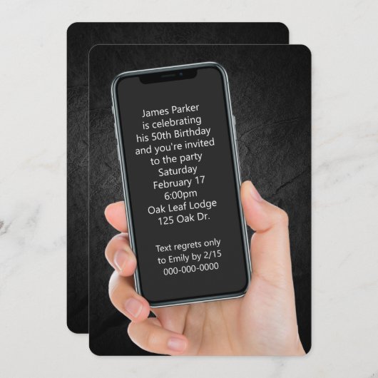 50. Geburtstagspartei - Textnachricht Einladung (Vorne/Hinten)