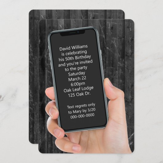 50. Geburtstagspartei - Textnachricht Einladung (Vorne/Hinten)