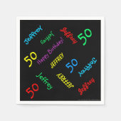 50. Geburtstagspartei Wiederholungsnamen, schwarze Serviette (Vorderseite)