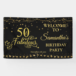 50. Geburtstagsparty 50 Fabelhafter Glitzer Black Banner