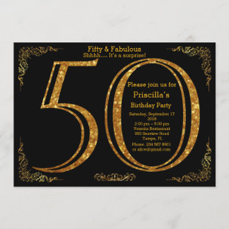 50. Geburtstagsparty,50,Gatsby,Schwarz & Gold Einladung