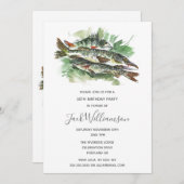 50. Geburtstagsparty | Aquarellfisch Einladung (Vorne/Hinten)