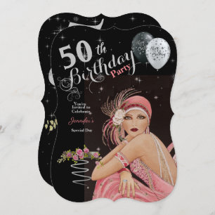50. Geburtstagsparty Art Deco Design Geburtstag Einladung
