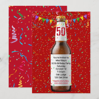 50. Geburtstagsparty Bierflasche auf Roter Karte