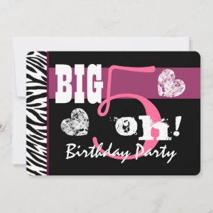 50. Geburtstagsparty Big 5 Oh Pink Zebra A01 Einladung