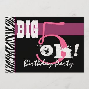 50. Geburtstagsparty - Big 5 Oh Pink Zebra Metalli Einladung