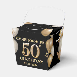 50. Geburtstagsparty Black and Gold Ballons Geschenkschachtel