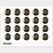 50. Geburtstagsparty Black and Gold Ballons Runder Aufkleber (Blatt)