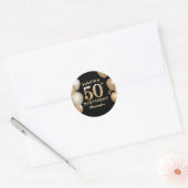 50. Geburtstagsparty Black and Gold Ballons Runder Aufkleber (Umschlag)