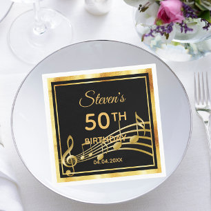 50. Geburtstagsparty Black Gold Musiknotens Typ Serviette