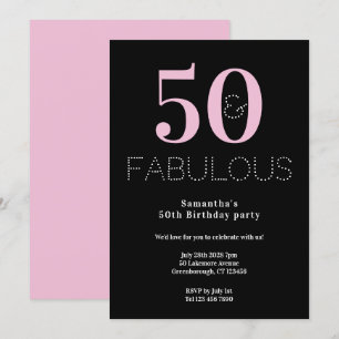 50. Geburtstagsparty Black Pink Modernes Party Einladung
