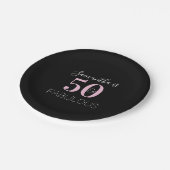 50. Geburtstagsparty Black Pink Pappteller (Schrägansicht)