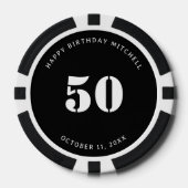 50. Geburtstagsparty Black & White Pokerchips (Vorderseite)