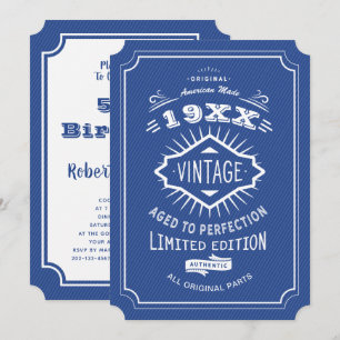 50. Geburtstagsparty Blue and White Limited Editio Einladung