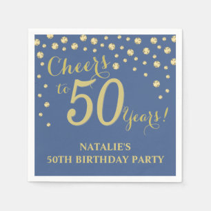 50. Geburtstagsparty Blue und Gold Diamond Napkins Serviette
