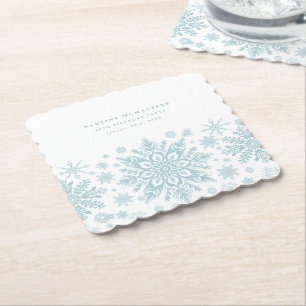 50. Geburtstagsparty Blue White Snowflake Custom Untersetzer