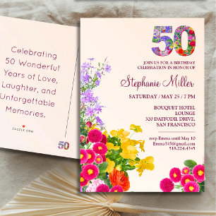 50. Geburtstagsparty Blumengeschmack modern 50 Jah Postkarte